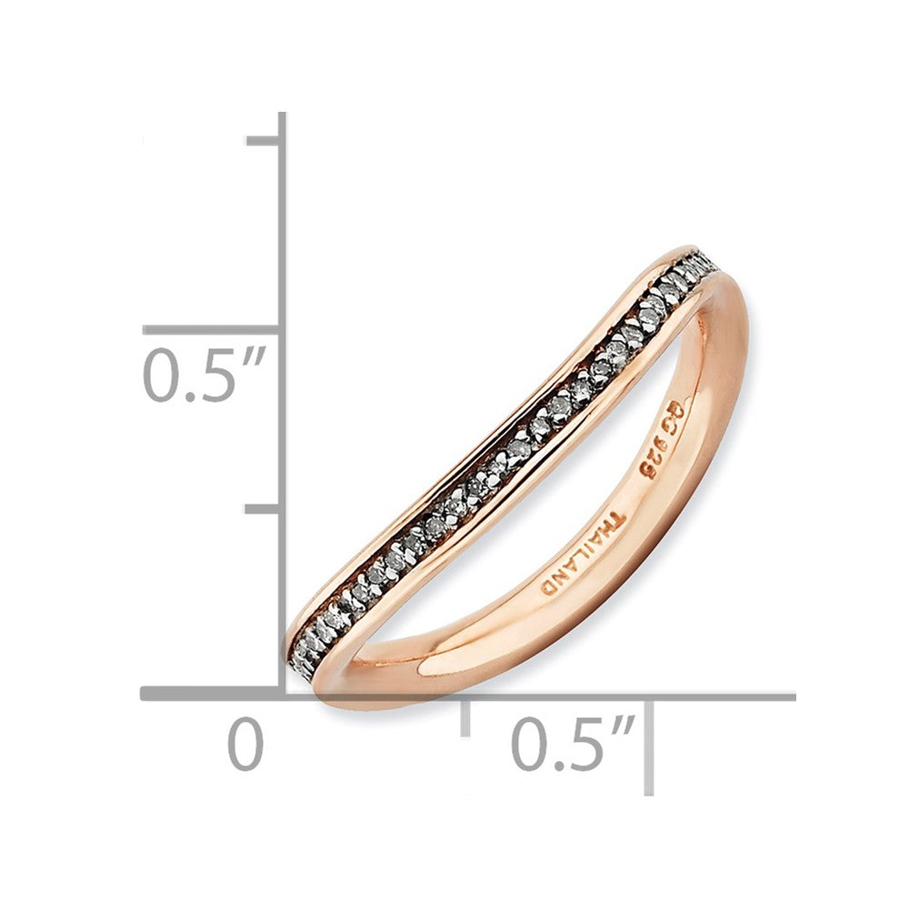 Sterling Silver Stackable Expressions & Diamonds Pink-plated Wave Ring