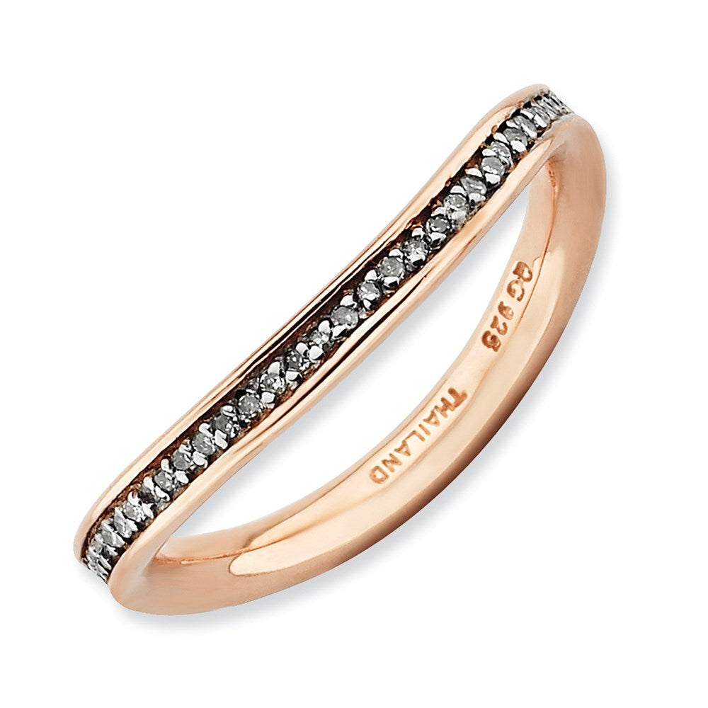 Sterling Silver Stackable Expressions & Diamonds Pink-plated Wave Ring