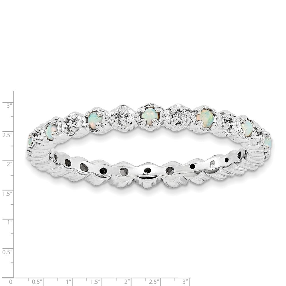 Sterling Silver Stackable Expressions Created Opal & Diamond Ring