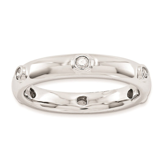 Sterling Silver Stackable Expressions Polished Diamond Ring