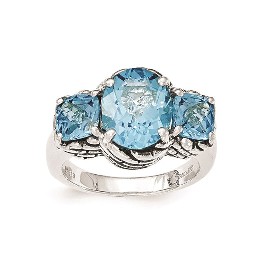 Sterling Silver Blue Swiss Topaz Ring