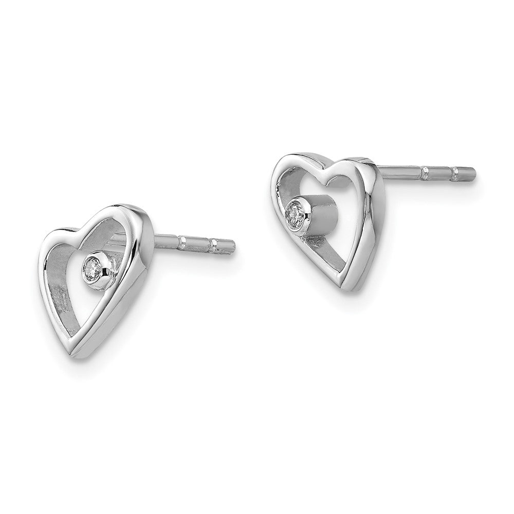 White Ice Sterling Silver Rhodium-plated Diamond Open Heart Post Earrings