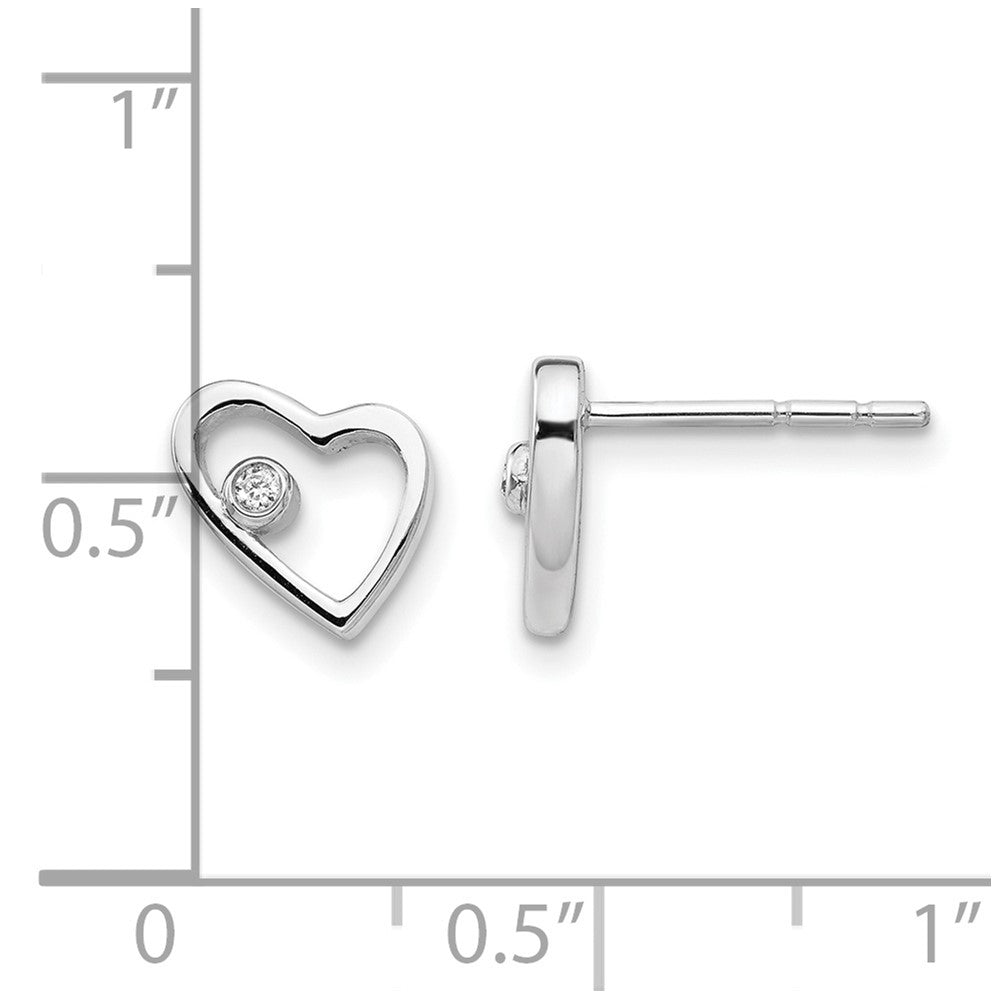 White Ice Sterling Silver Rhodium-plated Diamond Open Heart Post Earrings