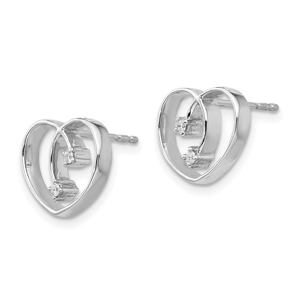 White Ice Sterling Silver Rhodium-plated Diamond Heart Post Earrings