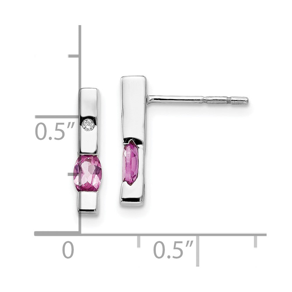 White Ice Sterling Silver Rhodium-plated Diamond and Pink Tourmaline Post Dangle Earrings