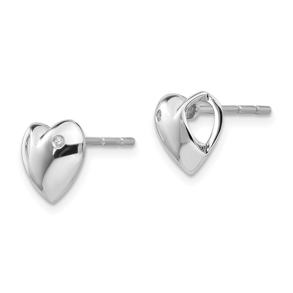 White Ice Sterling Silver Rhodium-plated Diamond Heart Post Earrings