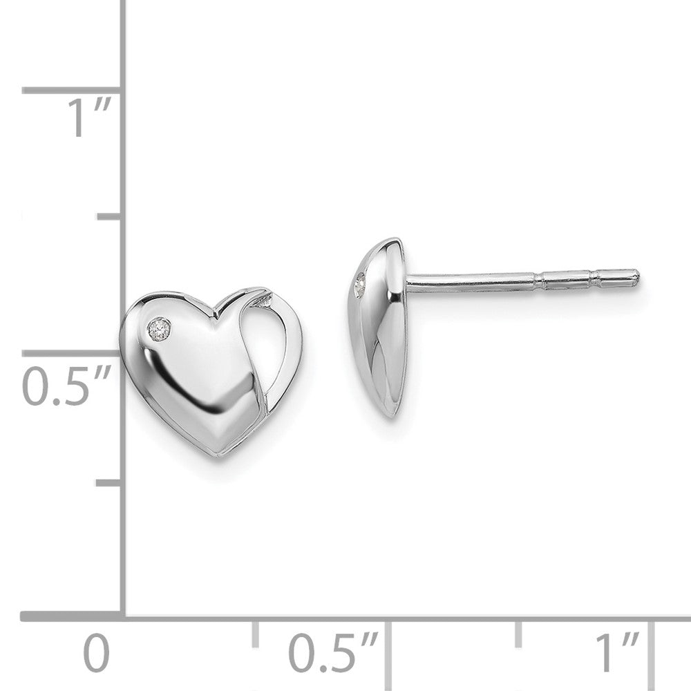 White Ice Sterling Silver Rhodium-plated Diamond Heart Post Earrings