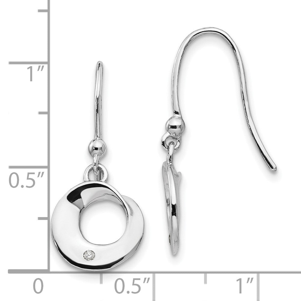 White Ice Sterling Silver Rhodium-plated Diamond Shepherd Hook Dangle Earrings