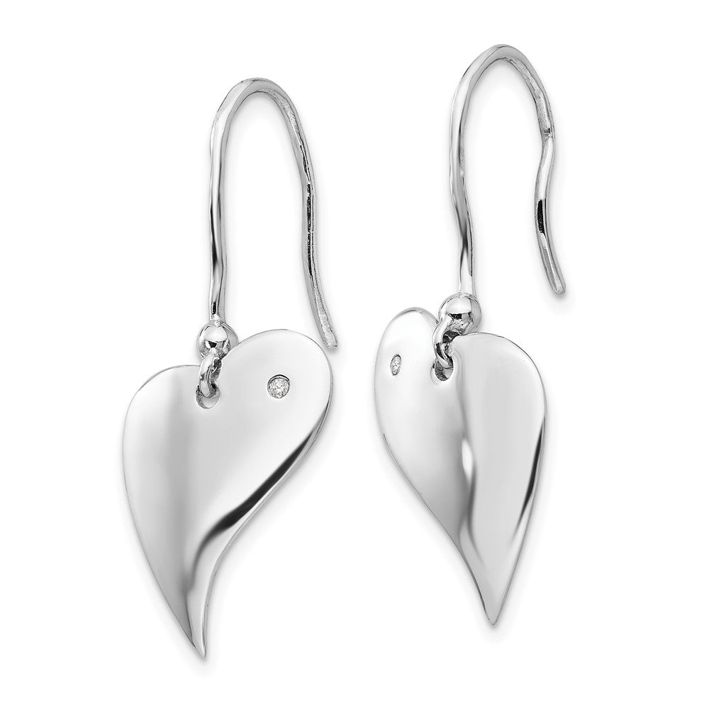 White Ice Sterling Silver Rhodium-plated Diamond Heart Earrings