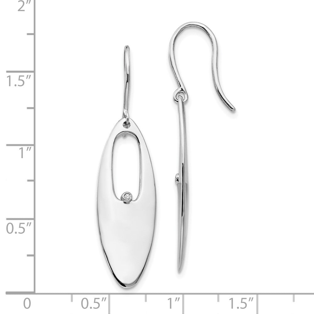 White Ice Sterling Silver Rhodium-plated Diamond Shepherd Hook Dangle Earrings