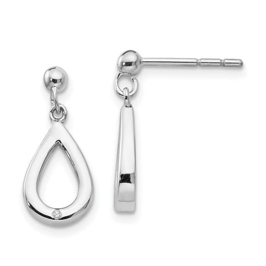 White Ice Sterling Silver Rhodium-plated Diamond Teardrop Dangle Post Earrings