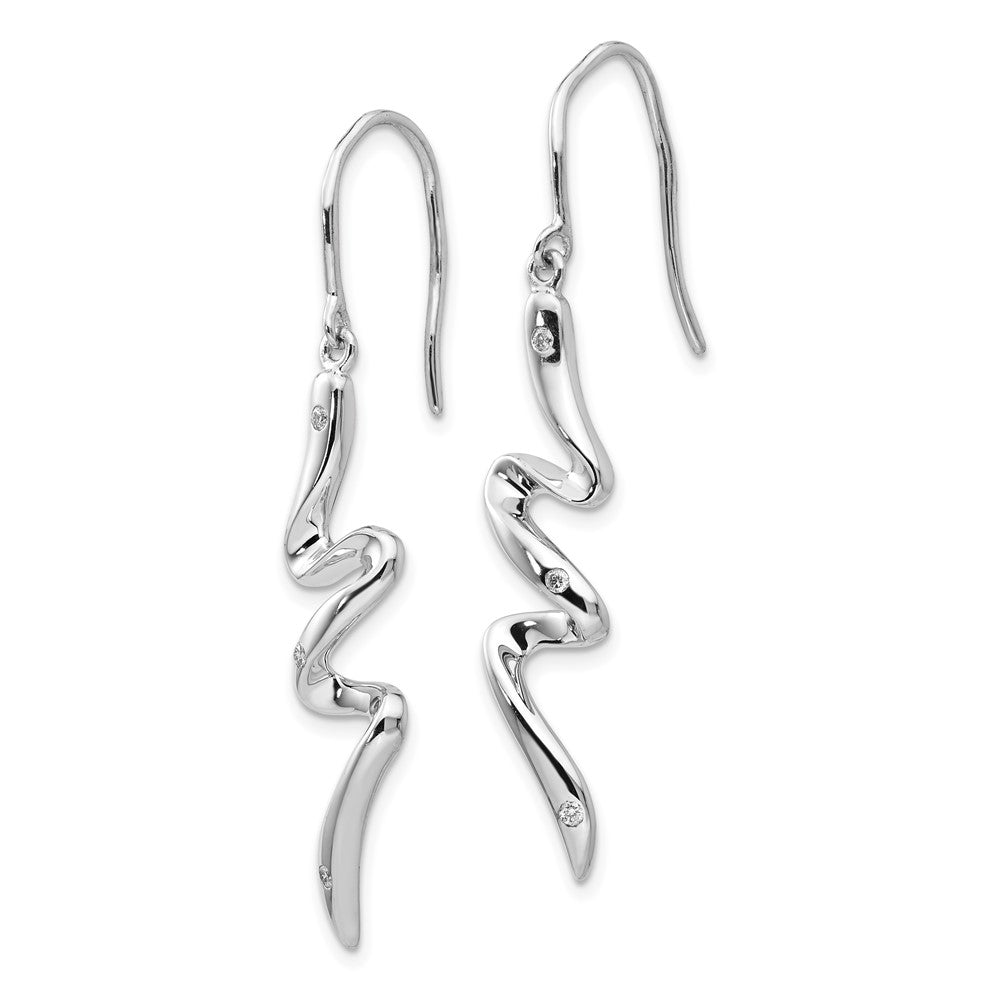 White Ice Sterling Silver Rhodium-plated Diamond Shepherd Hook Dangle Earrings