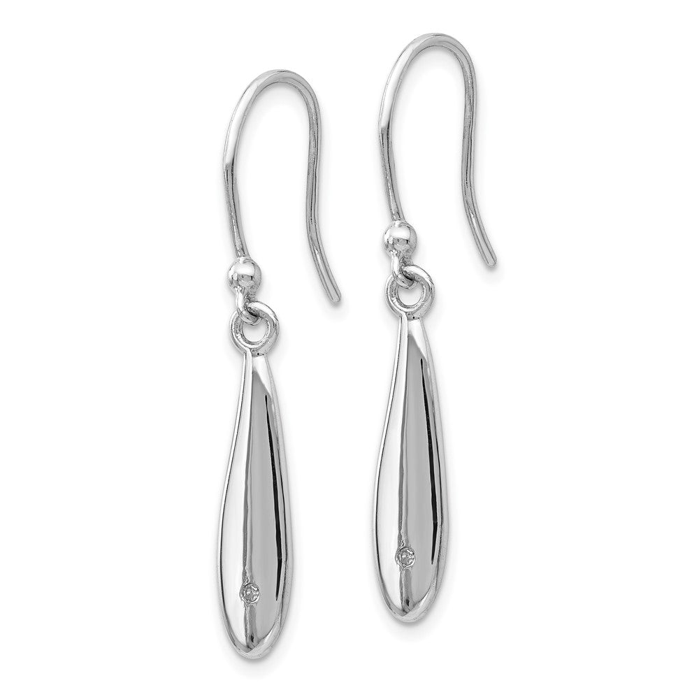 White Ice Sterling Silver Rhodium-plated Diamond Shepherd Hook Dangle Earrings