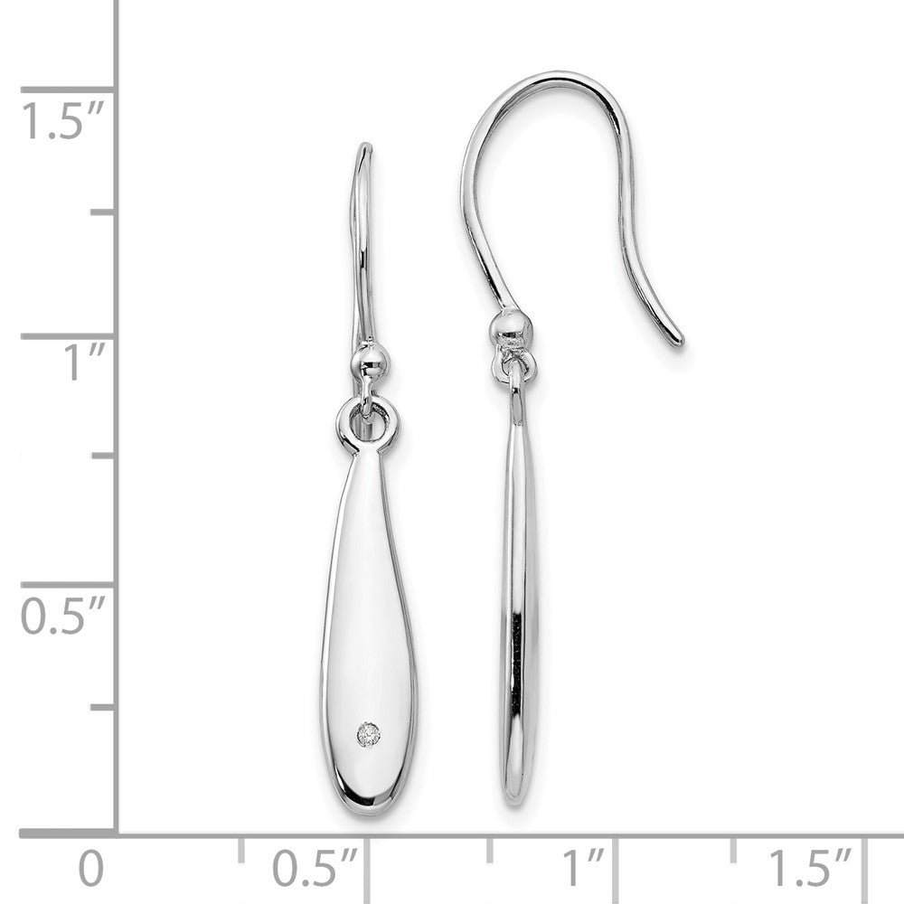 White Ice Sterling Silver Rhodium-plated Diamond Shepherd Hook Dangle Earrings