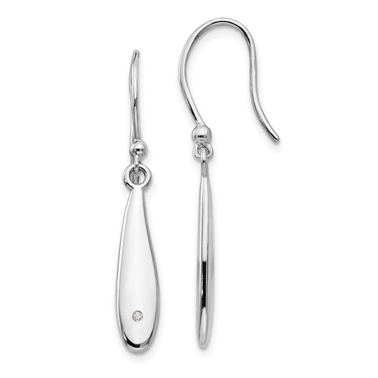 White Ice Sterling Silver Rhodium-plated Diamond Shepherd Hook Dangle Earrings