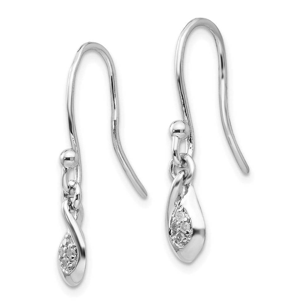 White Ice Sterling Silver Rhodium-plated Diamond Shepherd Hook Dangle Earrings