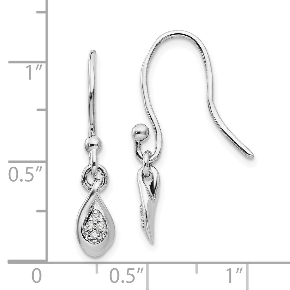 White Ice Sterling Silver Rhodium-plated Diamond Shepherd Hook Dangle Earrings