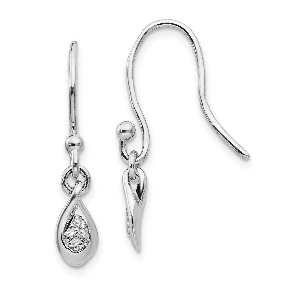 White Ice Sterling Silver Rhodium-plated Diamond Shepherd Hook Dangle Earrings