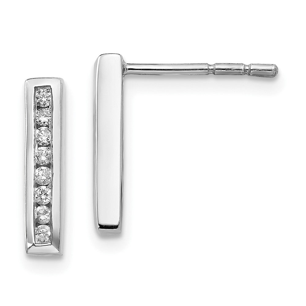 White Ice Sterling Silver Rhodium-plated Chanel-set Diamond Post Drop Earrings