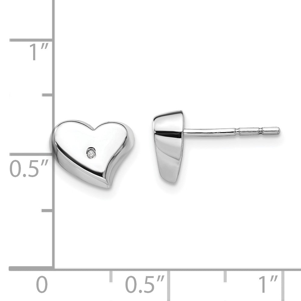 White Ice Sterling Silver Rhodium-plated Satin and Polished Diamond Heart Post Earrings