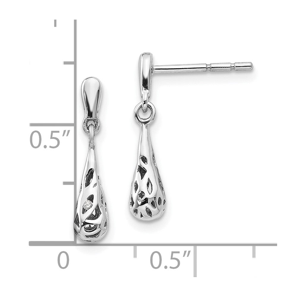 White Ice Sterling Silver Rhodium-plated Diamond Filgree Post Dangle Earrings