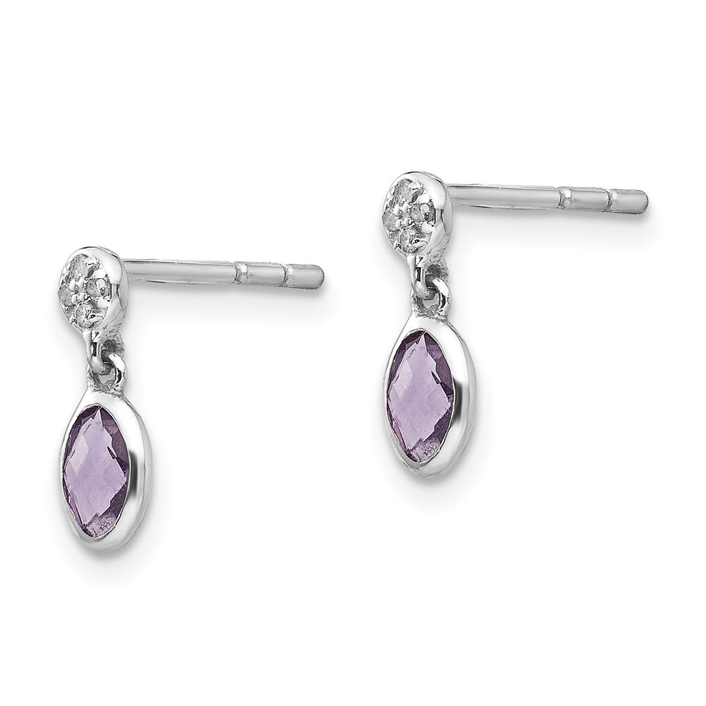 White Ice Sterling Silver Rhodium-plated Amethyst and Diamond Post Dangle Earrings