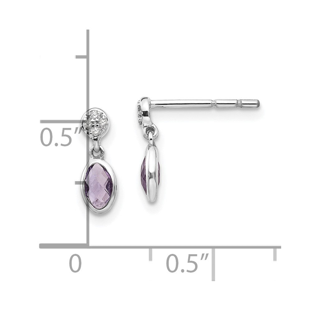 White Ice Sterling Silver Rhodium-plated Amethyst and Diamond Post Dangle Earrings