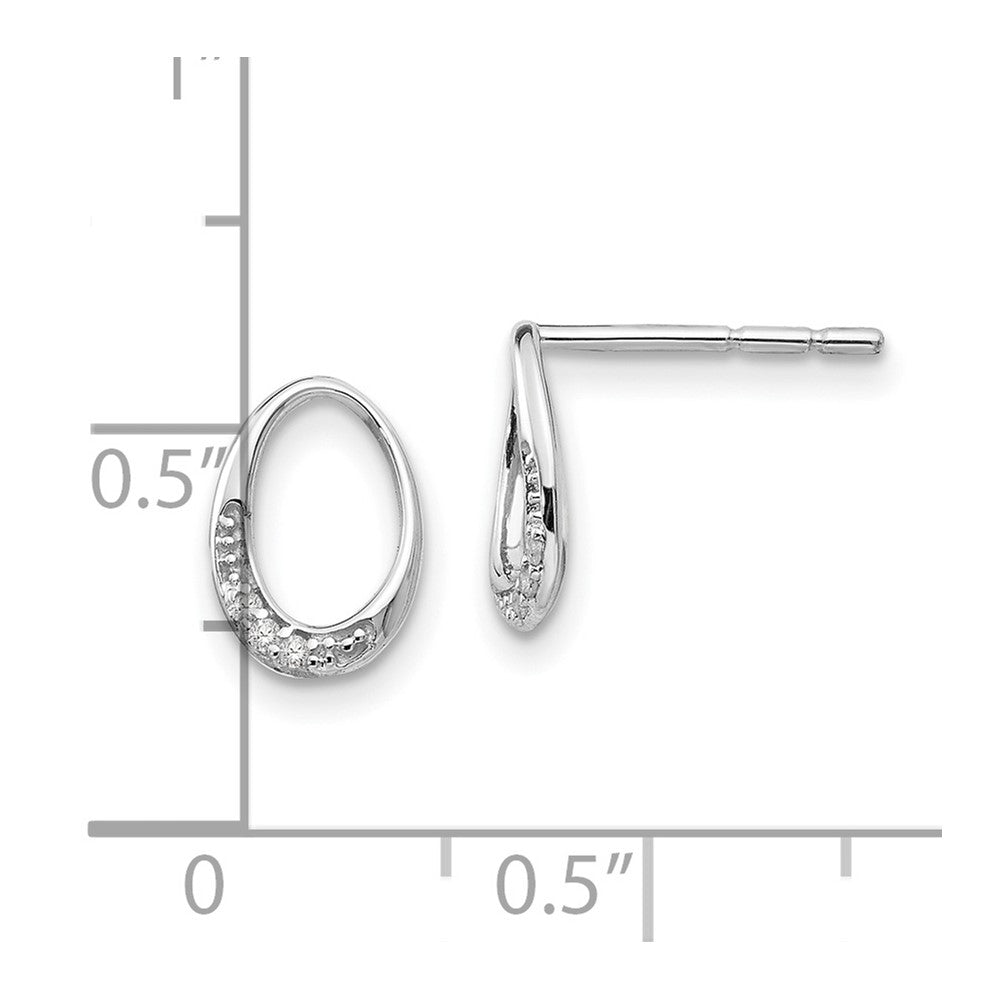 White Ice Sterling Silver Rhodium-plated Open Oval Diamond Post Earrings