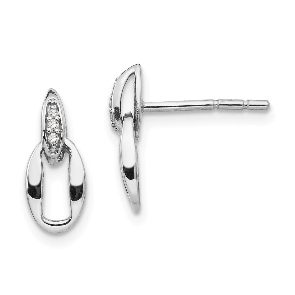 White Ice Sterling Silver Rhodium-plated Open Oval Diamond Post Dangle Earrings