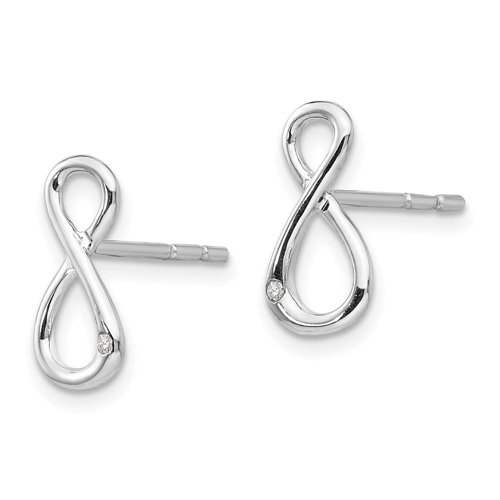 White Ice Sterling Silver Rhodium-plated Diamond Infinity Symbol Post Earrings