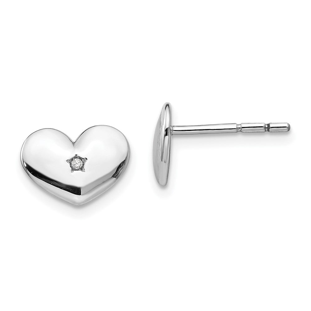 White Ice Sterling Silver Rhodium-plated Diamond Heart Post Earrings