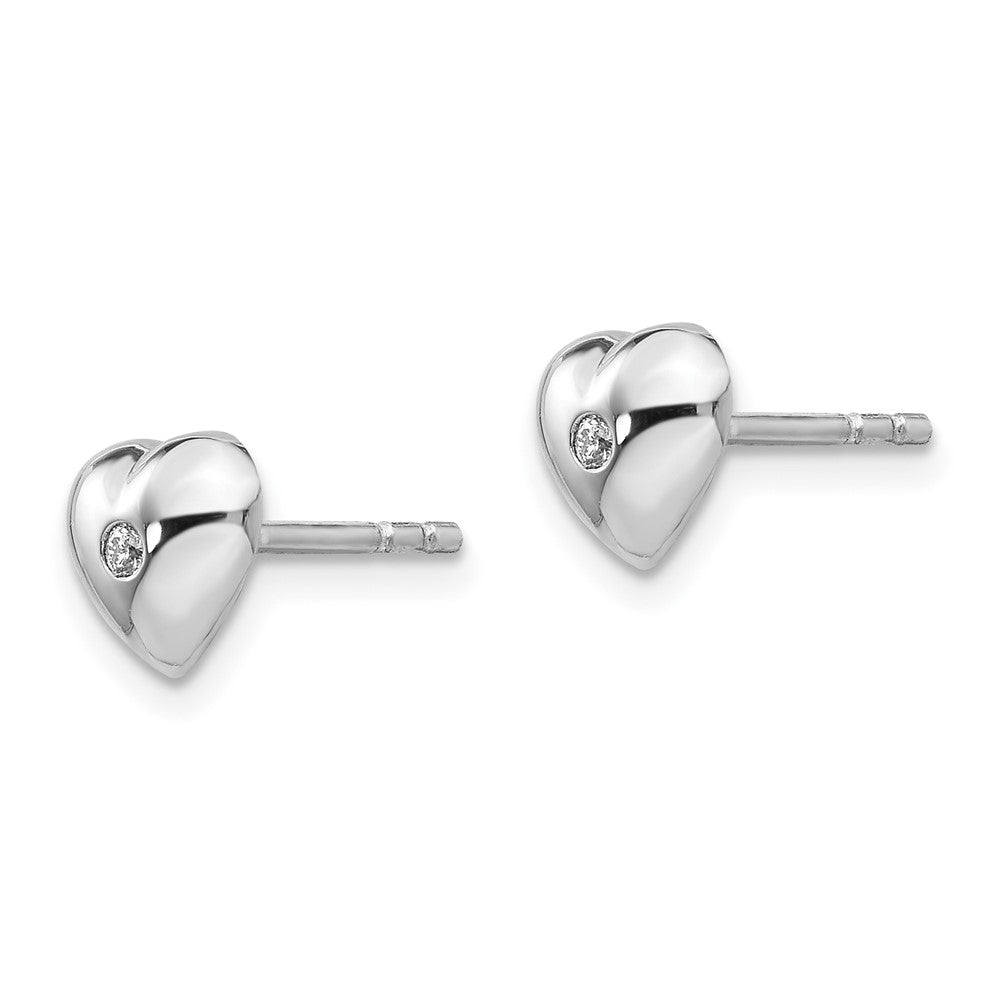 White Ice Sterling Silver Rhodium-plated Diamond Heart Post Earrings