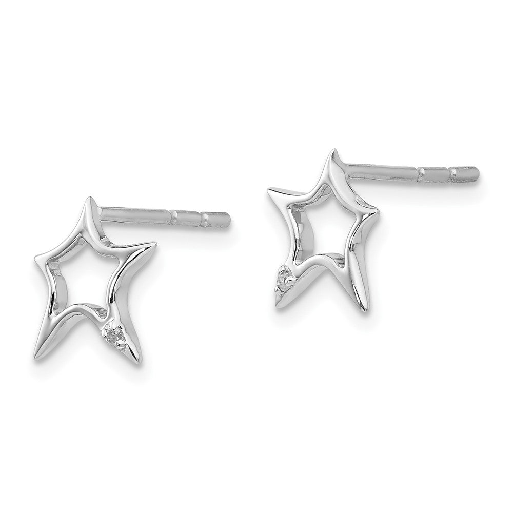 White Ice Sterling Silver Rhodium-plated Diamond Star Post Earrings