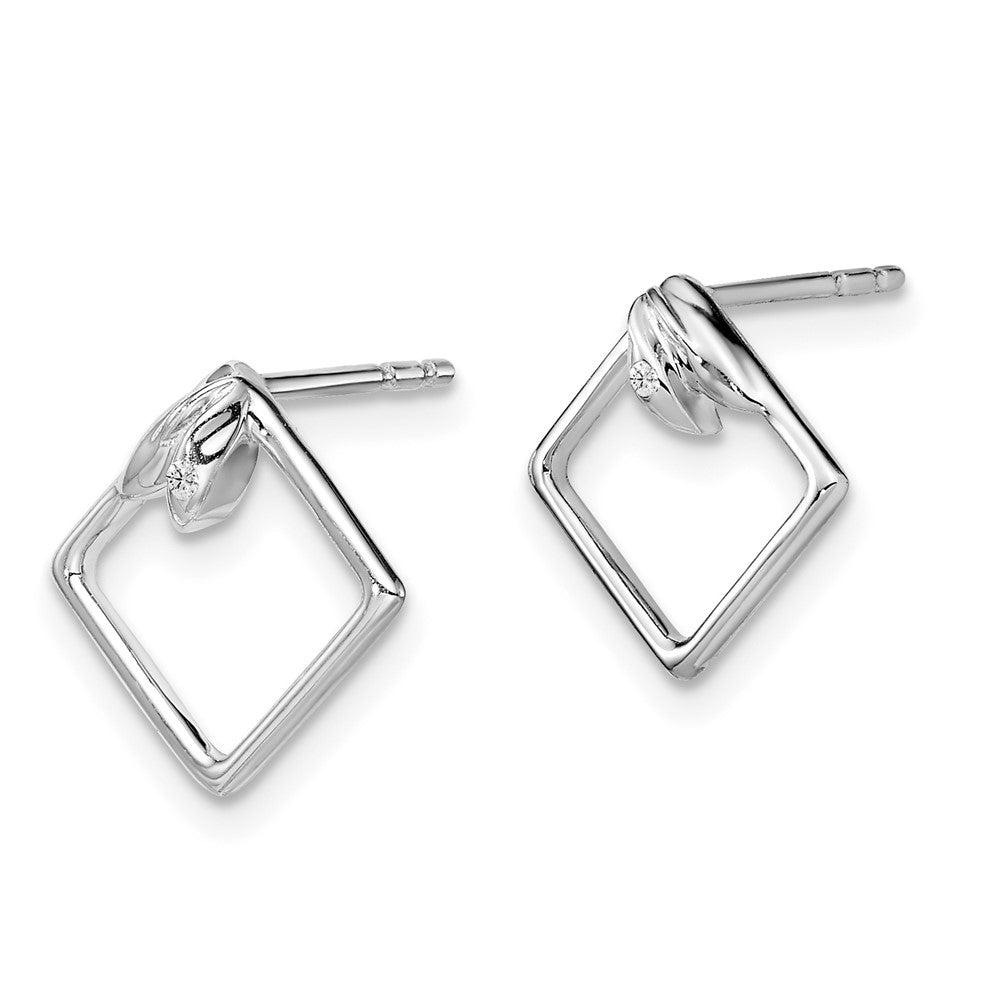 White Ice Sterling Silver Rhodium-plated Diamond Post Earrings