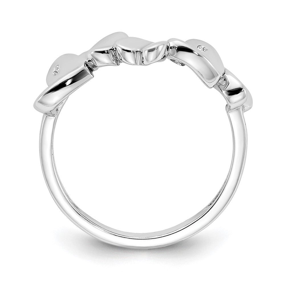 White Ice Sterling Silver Rhodium-plated Diamond Hearts Ring