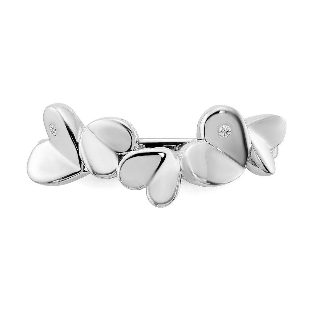 White Ice Sterling Silver Rhodium-plated Diamond Hearts Ring