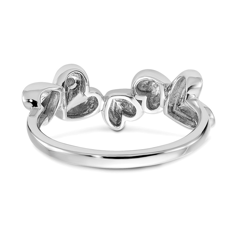 White Ice Sterling Silver Rhodium-plated Diamond Hearts Ring