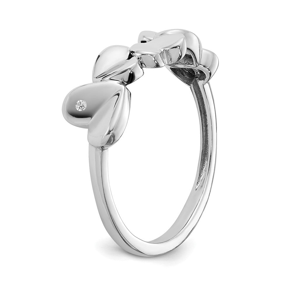 White Ice Sterling Silver Rhodium-plated Diamond Hearts Ring