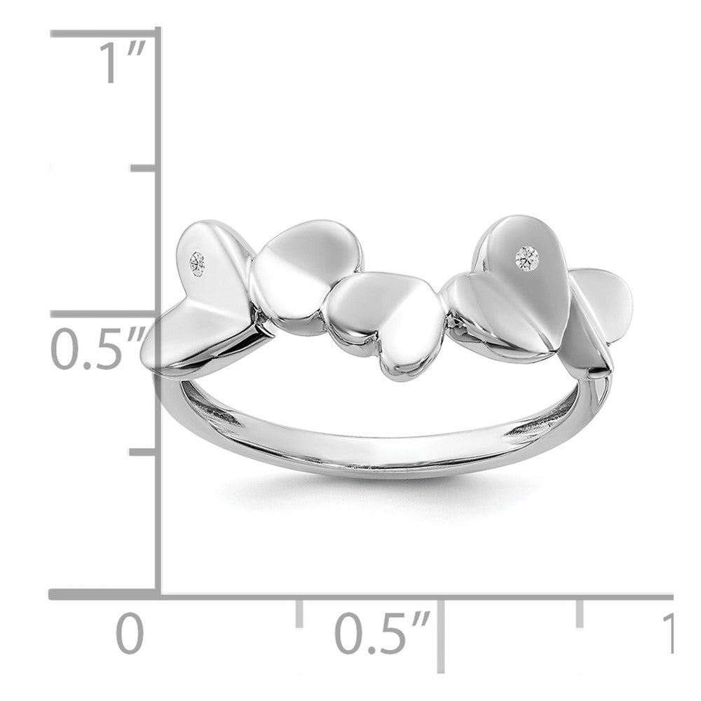 White Ice Sterling Silver Rhodium-plated Diamond Hearts Ring