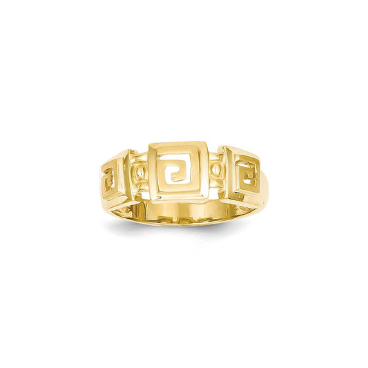 14K Yellow Gold Polished Fancy Greek Key Band