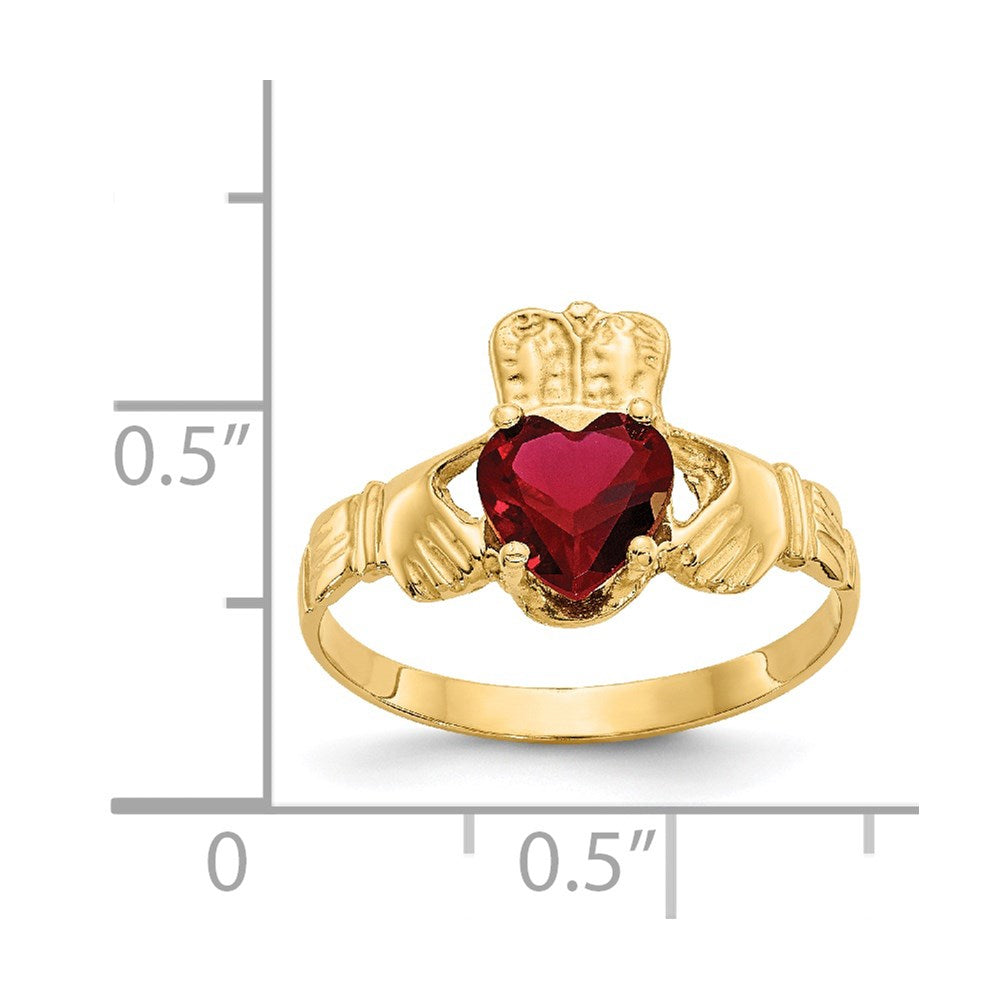 14K Yellow Gold January CZ Birthstone Claddagh Ring