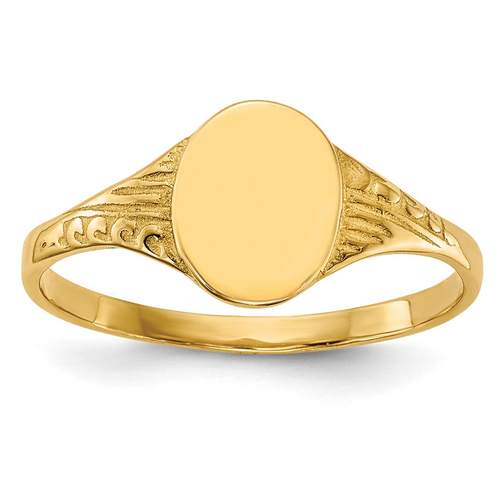 14K Yellow Gold Oval Polished Child Signet Ring