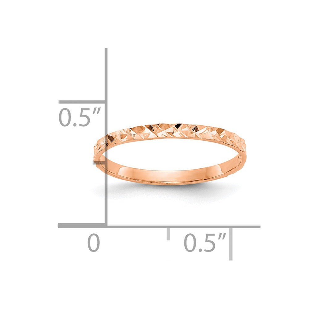 14K Rose Gold Diamond-cut Design Band Childs Ring