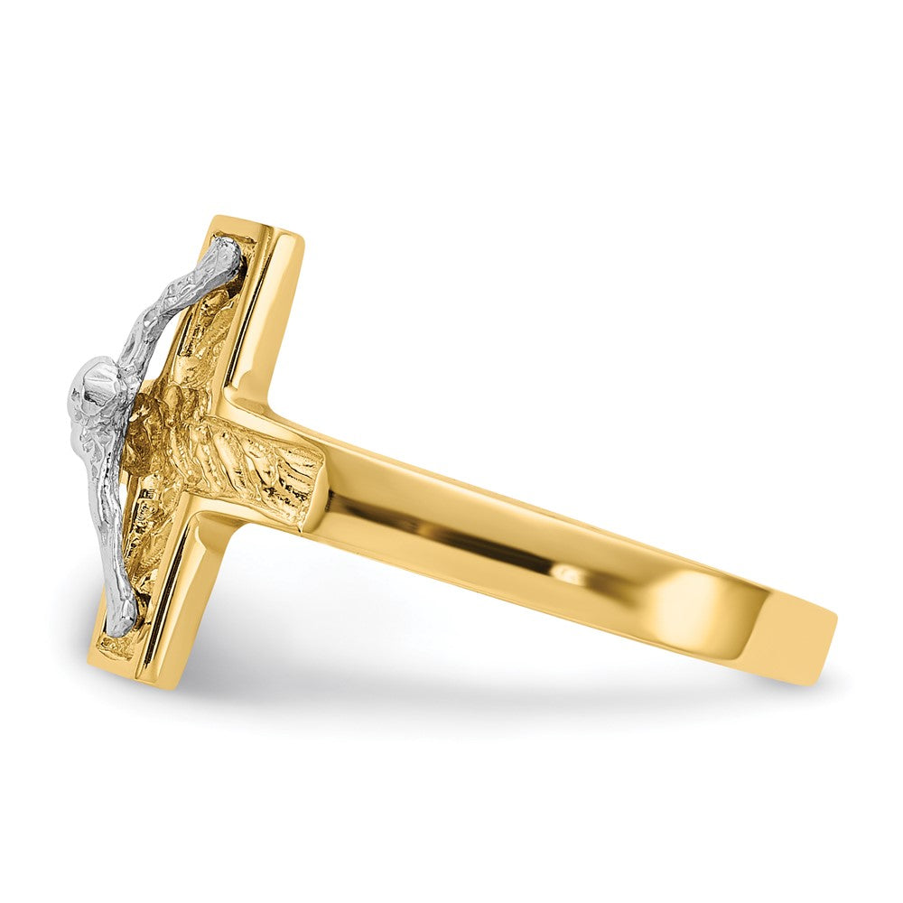 14k Two-Tone Gold Polished Crucifix Ring