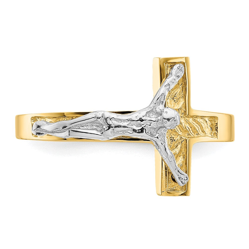 14k Two-Tone Gold Polished Crucifix Ring