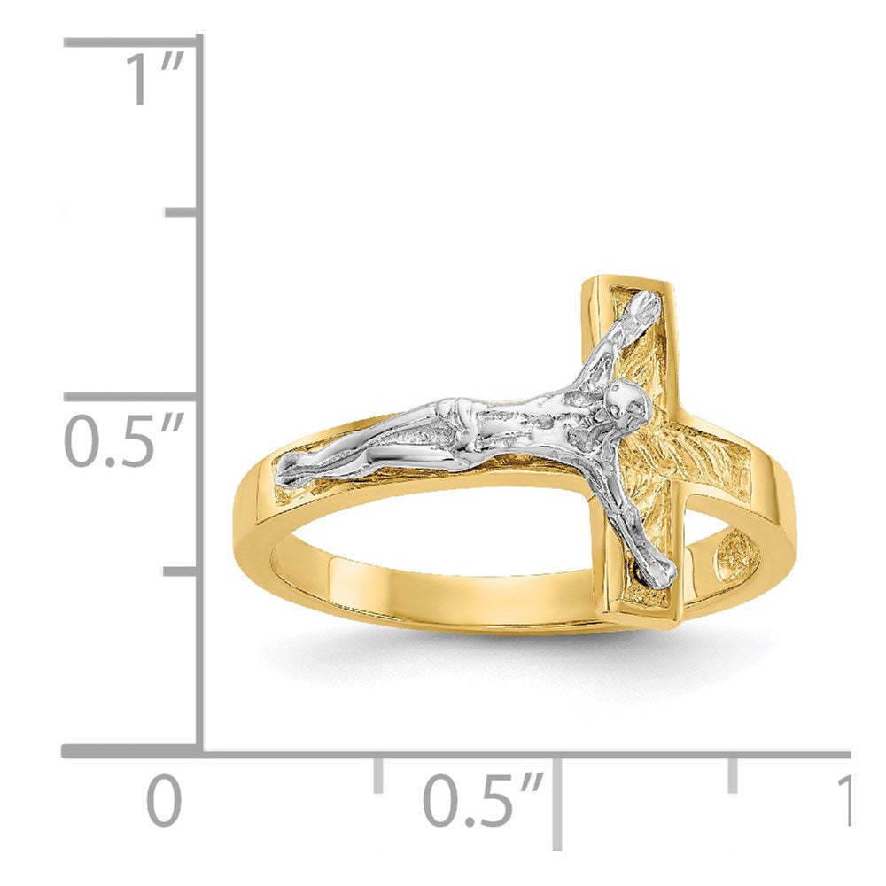 14k Two-Tone Gold Polished Crucifix Ring