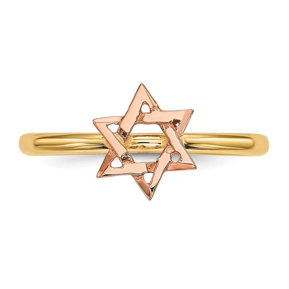 14k Two-Tone Gold Polished Star of David Ring