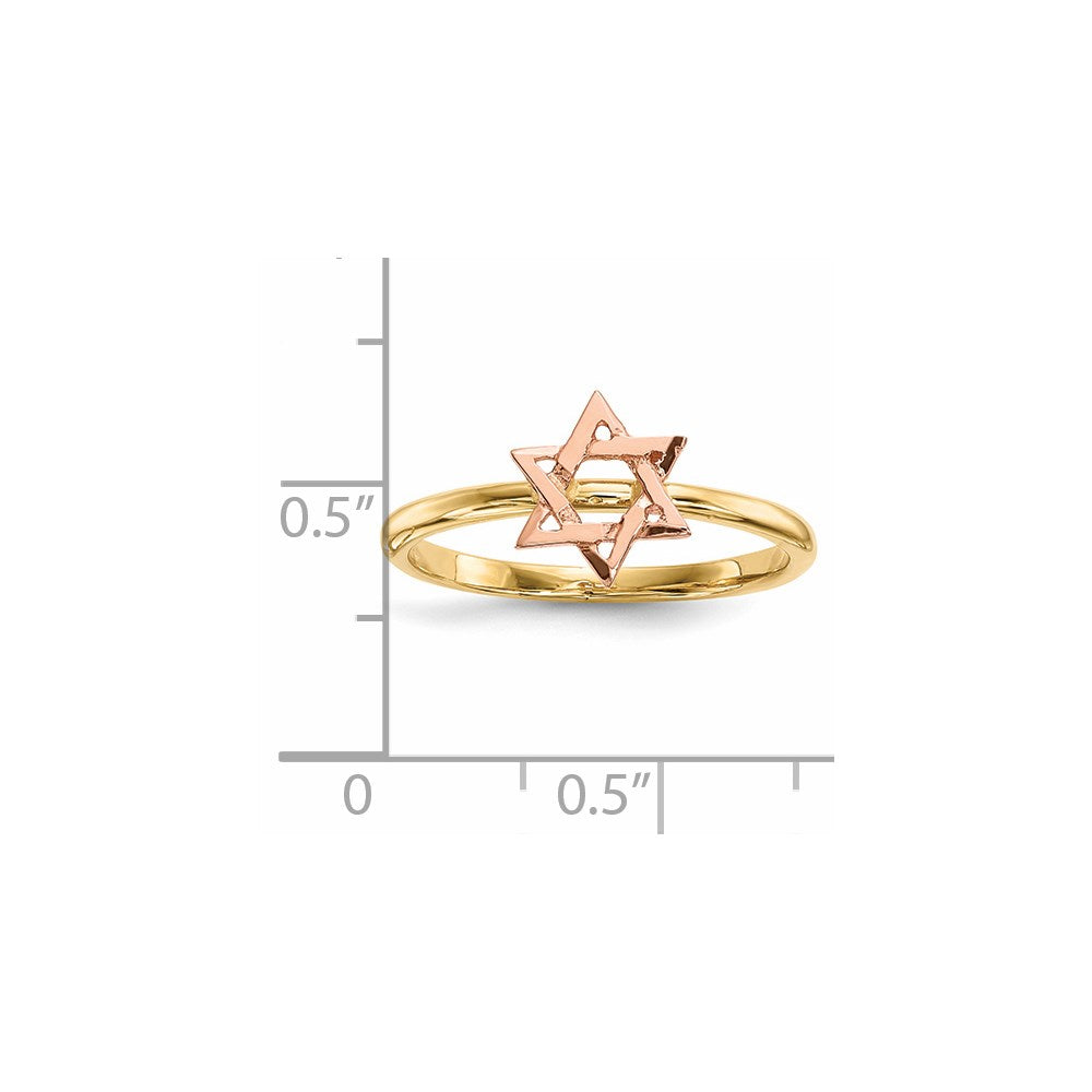 14k Two-Tone Gold Polished Star of David Ring