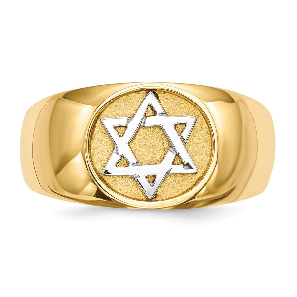 14k Two-Tone Gold Polished Star of David Ring