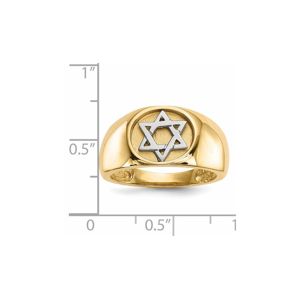 14k Two-Tone Gold Polished Star of David Ring